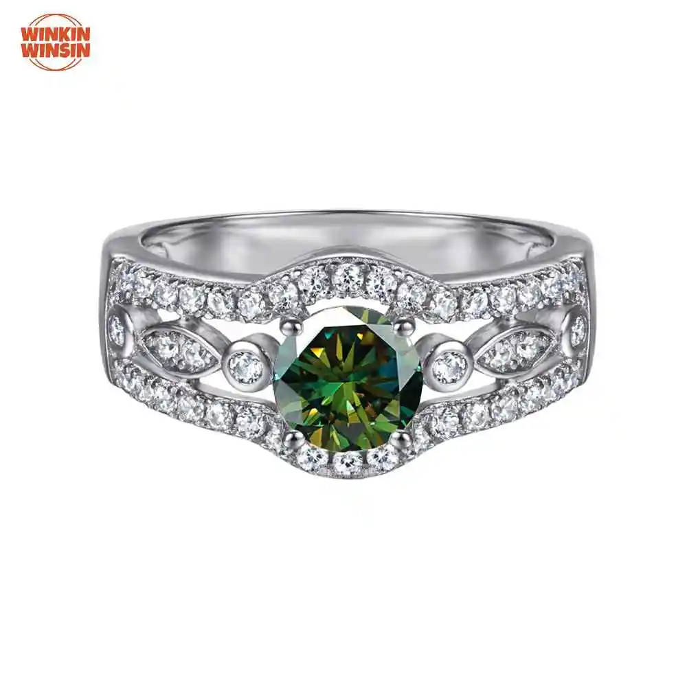 

Winkin Winsin Crown Ring S925 Sterling Silver Jewelry 1 Carat Multi Colored Moissanite