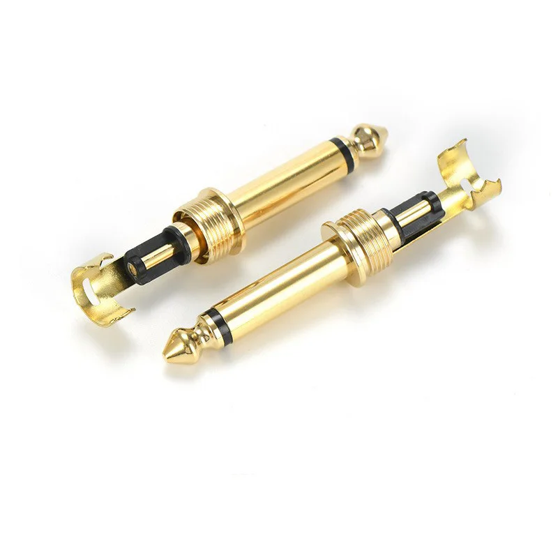 10 peças 6.35mm mono pino ts macho 1/4 Polegada oxigênio livre cobre vermelho plugue de áudio sem perdas qualidade de som 57l para reparo diy cabo de áudio