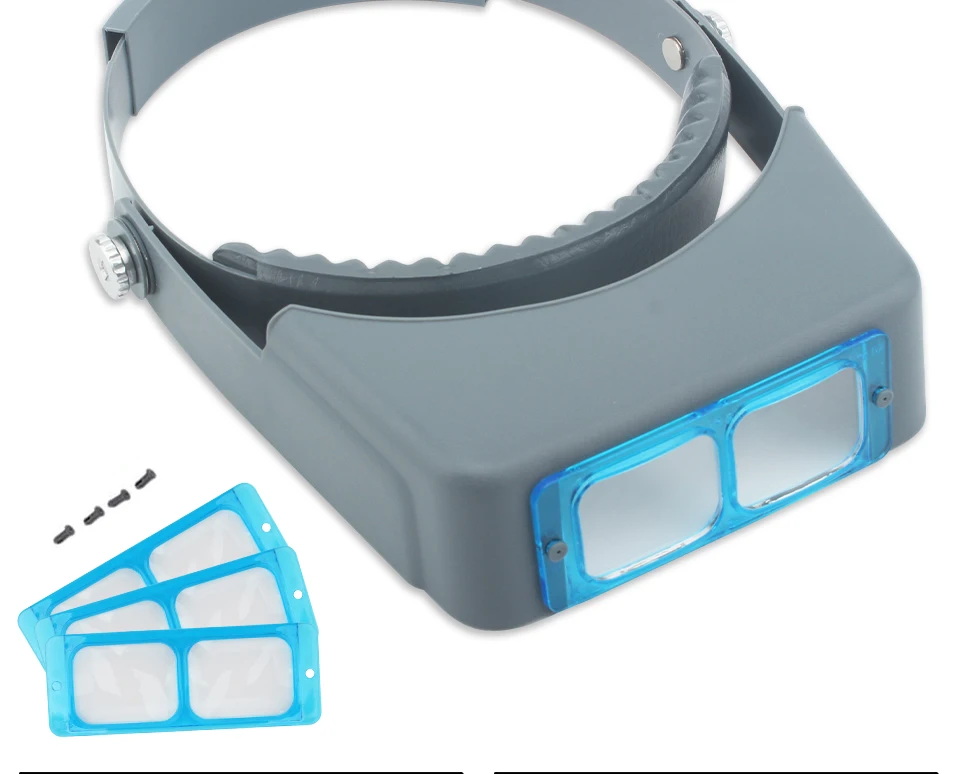 Head-mounted Double Lens Magnifying Glass with 4 Magnifications for Jewelry and Reading