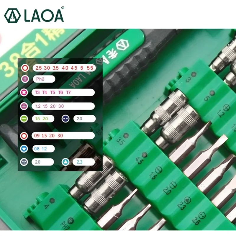 LAOA 38 in 1 Screwdriver Set Precision Repair Tools Kit S2 Alloy Steel Material Tool for Cell Phone iPhone for Notebook