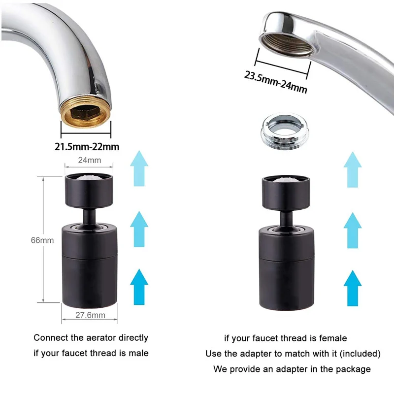 Kitchen Basin Sink Universal Faucet Bubbler Pressurized Brass Splash-proof Water 360° Swivel Extension Faucet Aerator Attachment