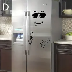 1pc, Cute Sticker Creative Home Decoration Fridge Happy Delicious Face Kitchen Fridge Wall Stickers Art