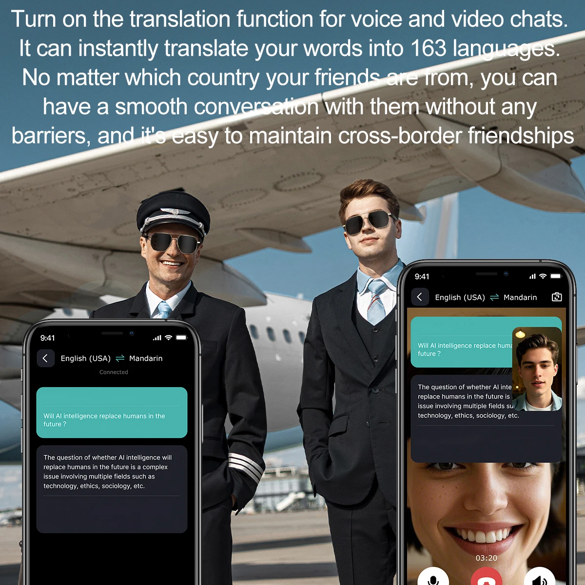 696 AI Voice Video Call Real-time Translation Intelligent Question Answering Smart Glasses UV Protection Sport BT Sunglasses