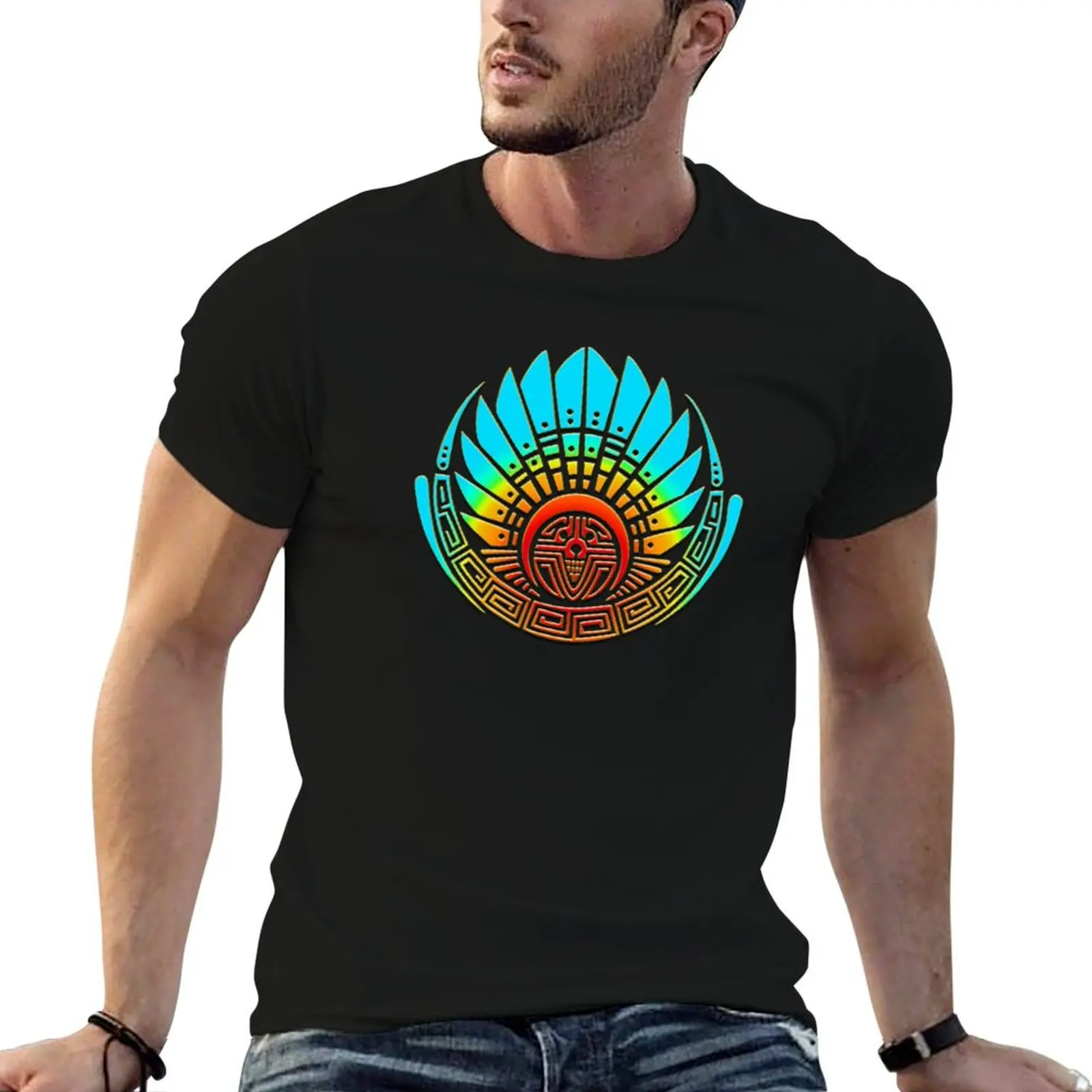 

Mayan mask, crop circle, Quetzalcoatl T-Shirt cotton tshirt 100% cotton t shirt man man t shirt designer T-Shirt