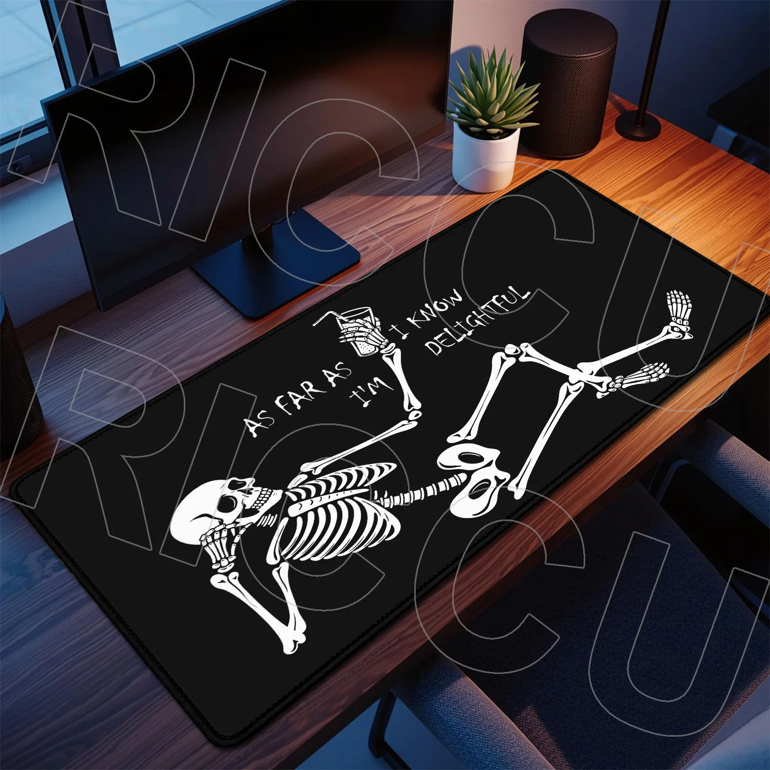 

XXL HD Print Dark Skull Desk Mat Non-slip Rubber Mouse pad Cool Skeleton personality expand Gothic skeleton Large protect Mats