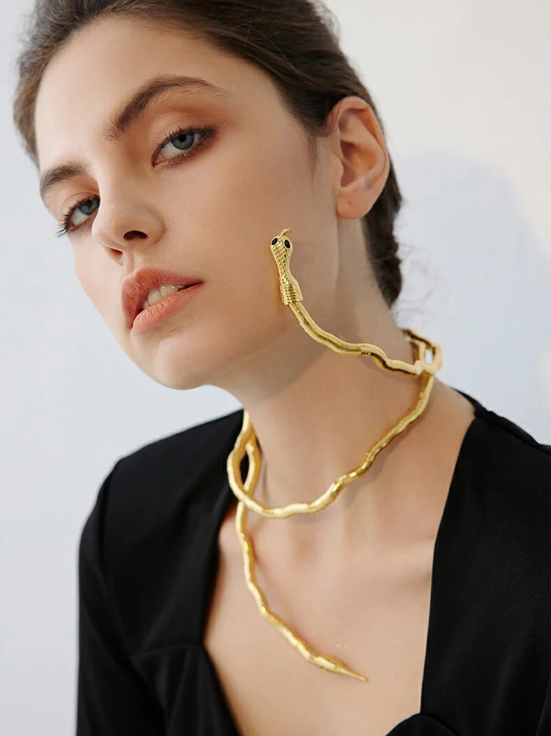 

Kiesza lyte Fashion 2024 Street Party Gold Snake Necklace Bracelet changeable DIY Accessories for Women chokers