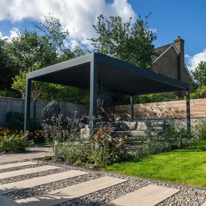 

Алюминий для улицы, моторизованный биоклиматический черный перголь 3*3 4*4 4*6 м, водонепроницаемый Perg donne алюминиевый павильон с дистанционным управлением