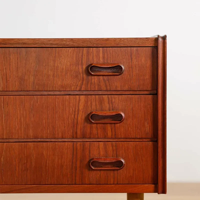 Three-layer dining cabinet, Nordic Danish retro cherry wooden bucket cabinet storage cabinet