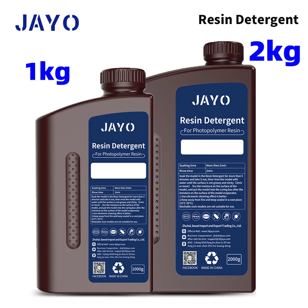 JAYO 3d Resin detersivo trasparente 1 e 2KG adatto a tutte le resine eccetto il lavaggio con acqua a basso odore e bassa tossicità e sicuro e Non infiammabile