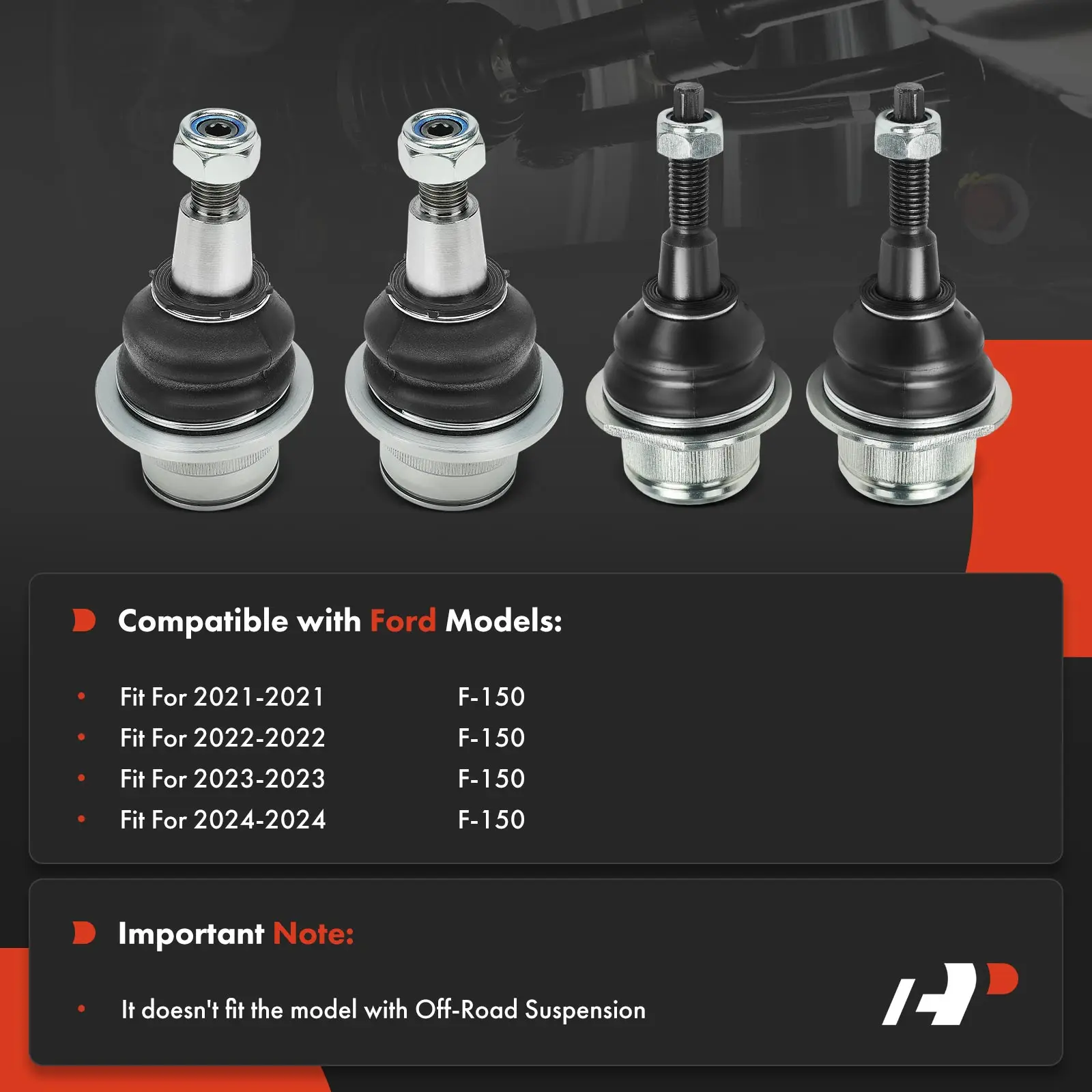 A-Premium 4Pcs Front Lower & Upper Ball Joint Kit for Ford F-150 2021 2022 2023 2024 V6 2.7L