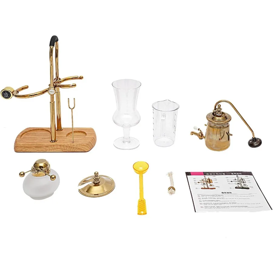 ماكينة صنع القهوة سيفون أنيقة على الطراز القديم مع لمسات ذهبية للاستخدام المنزلي والمقهى، تجربة تخمير ممتازة مع درجة حرارة تلقائية #3