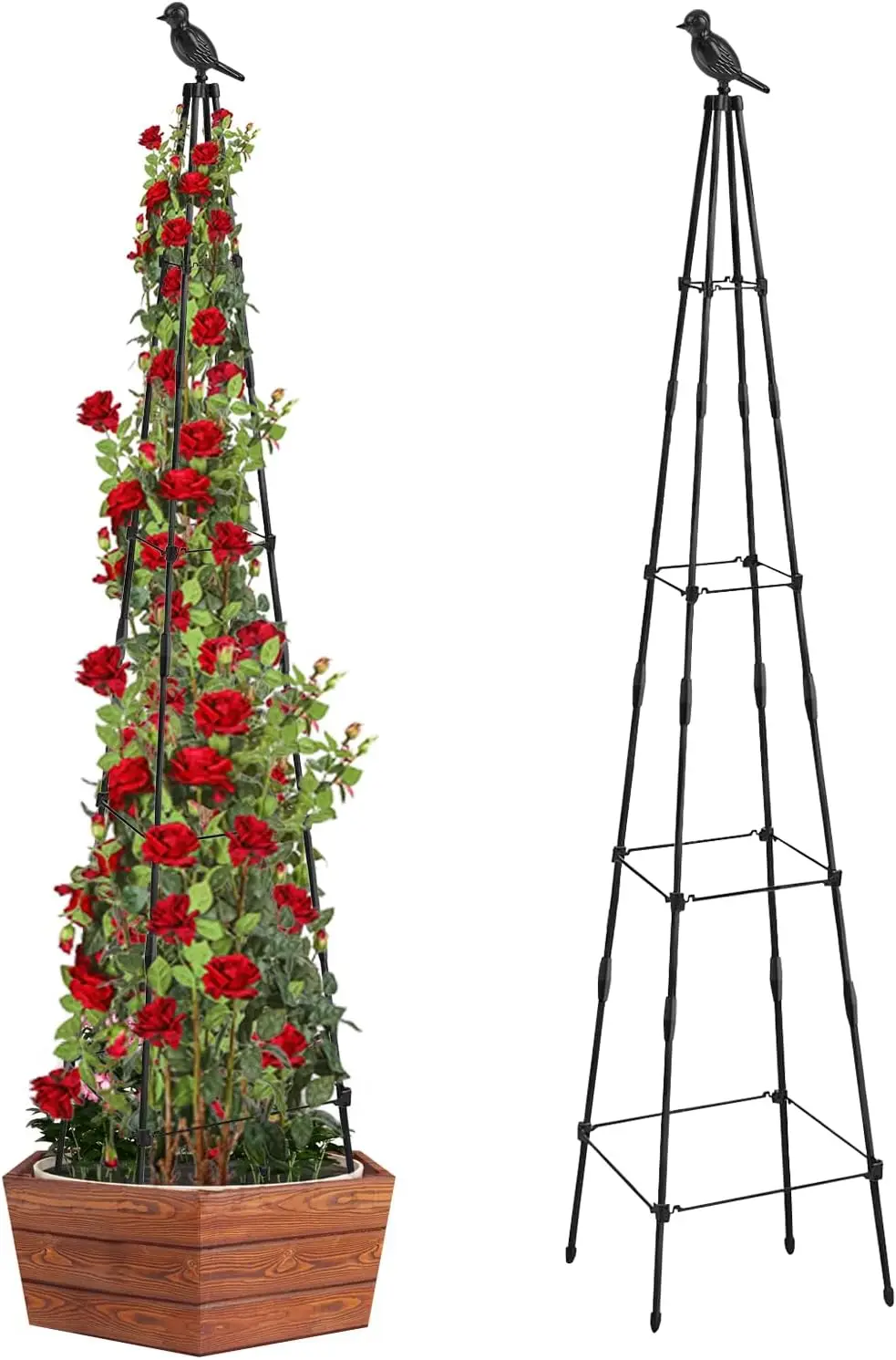 Garden Trellis for Climbing Plants, 160cm Garden Obelisk Supports For Garden Rustproof Pea Frame Plants Flowers Stand Trellis