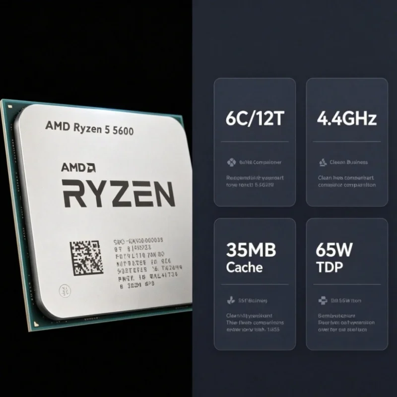 AMD Ryzen 5 5600 para Montagem de PC Gamer, CPU de 6 Núcleos e 12 Threads, 3.5GHz, 7NM, 32MB de Cache, Processador Socket AM4
