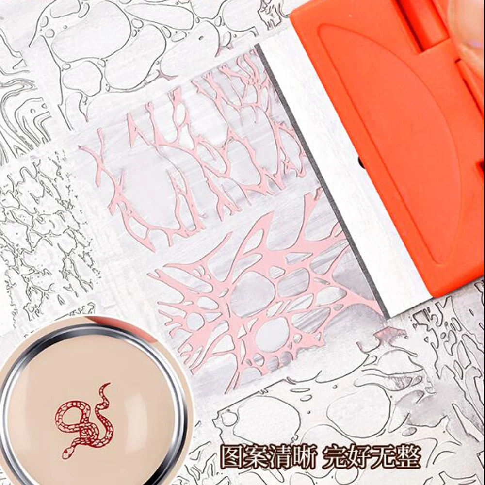 Grattoir pour Nail Art, Orange et jaune, plaque d'estampage, dissolvant adhésif, pelle de nettoyage, outil de manucure, 1 pièce ​ s