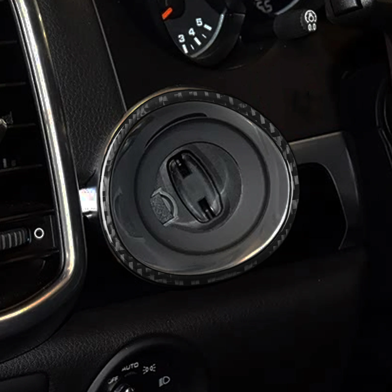 Carbon Fiber Ignition Key Hole Ring Trim Stickers For Porsche Cayenne 11-17 Dashboard Key Socket Surround Interior Accessories