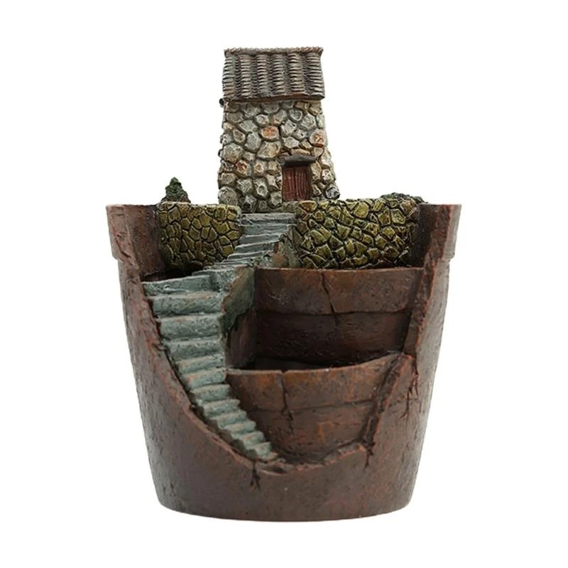  Resin Flower Pot for Planter Home Garden Micro-Landscape Decor Crafts，Stone Room