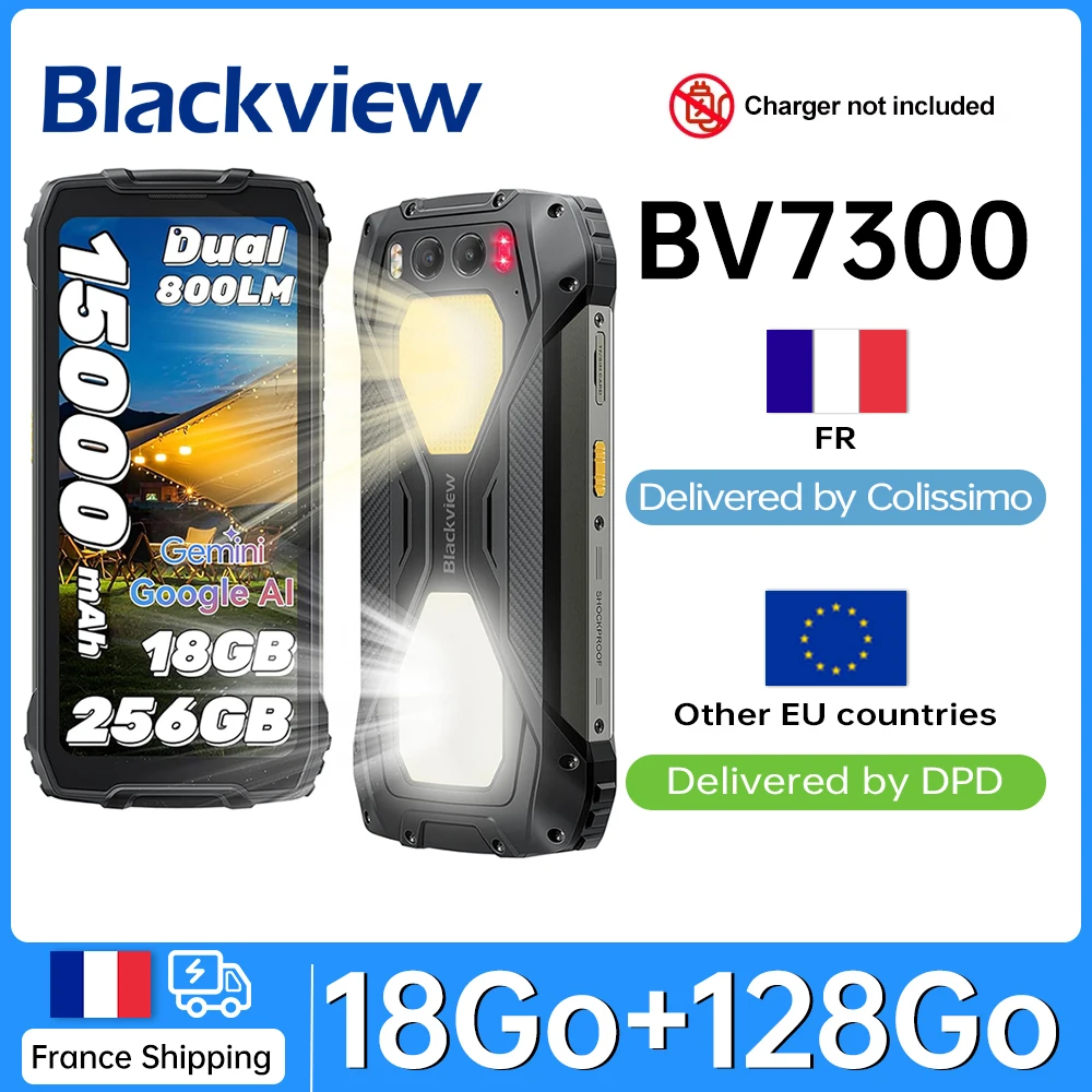 BLACKVIEW BV7300 [Senza caricabatterie UE] 18GB (6 + 12) 256GB 15000mAh 45W Ricarica rapida Smartphone Android 14 da 6,67