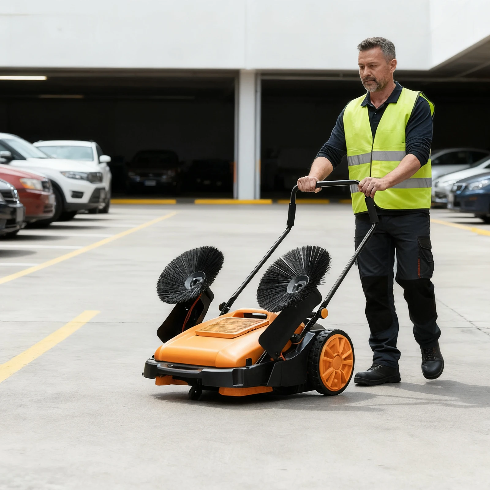 

41 Inch Hand Push Floor Sweeper Outdoor Manual Portable Labor Saving Cleaning Sweeper for Garden Yard Warehouse