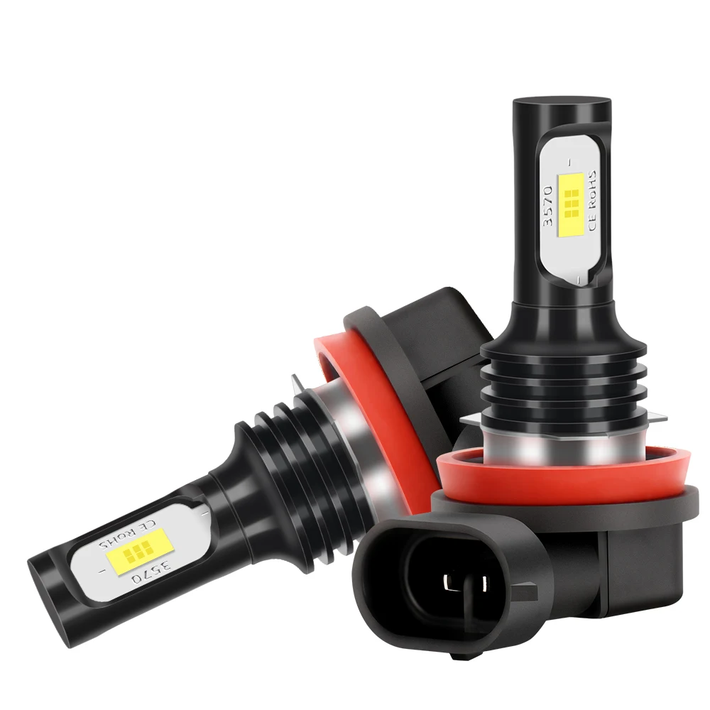 2pcs H8 H9 H1 H3 Led H11 9005 HB3 9006 HB4 Car CSP LED Fog Headlight Bulbs 6000K White Auto Fog Lamp Day Running Light