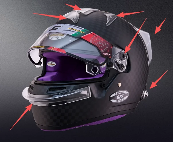 

For ARAI GP3 GP6 GP7 Bell OMP RS7-K/HP7 HANS helmet Buckle Cover spoiler Air flow Decorative Covers Screw