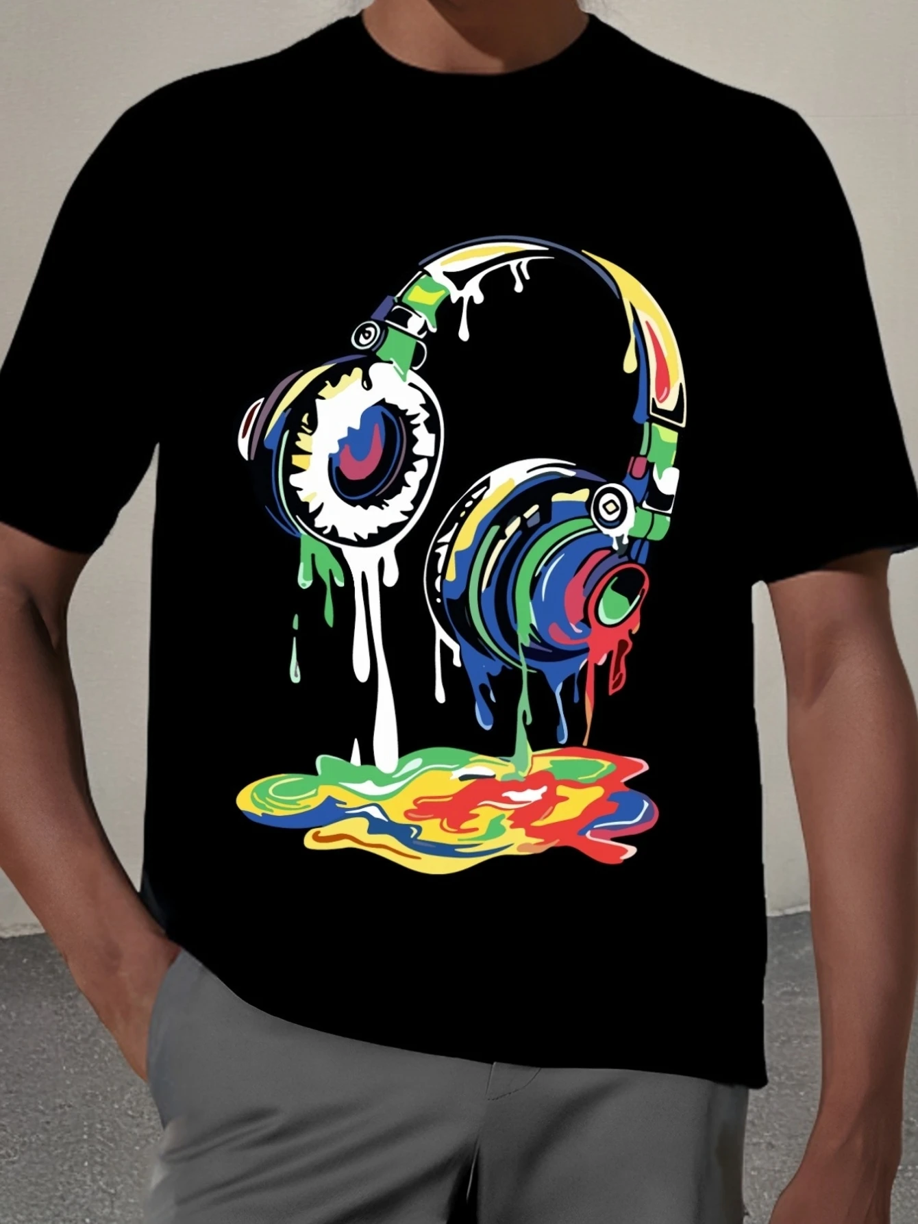 

[Vibrant Paint T Shirt] Unique Vibrant Color Paint Print Men's T Shirt | Casual Short Sleeve Tee for Summer