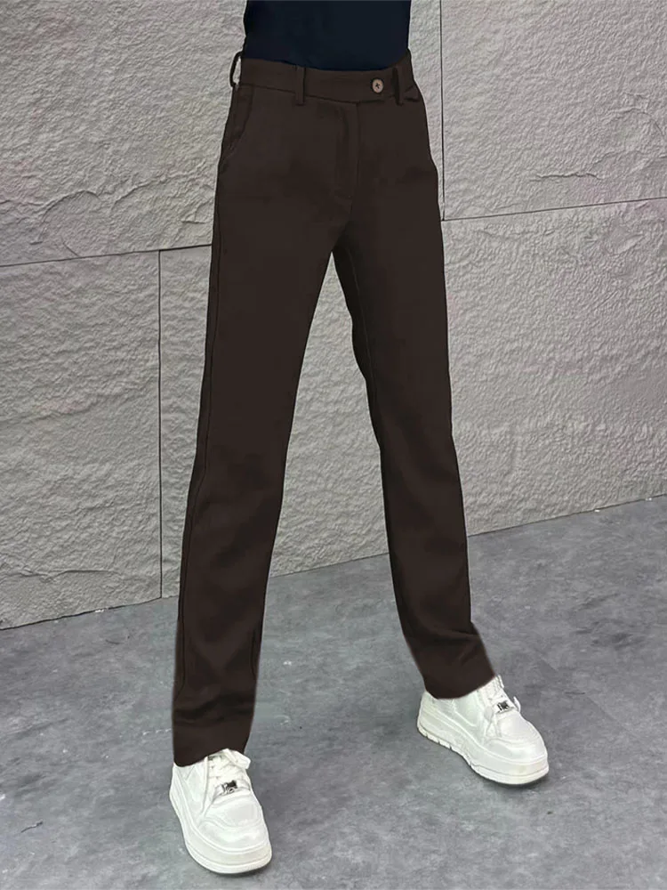 

Высококачественные мужские повседневные брюки прямого кроя для осени и зимы, новые, деловые, однотонные, легкие, класса люкс