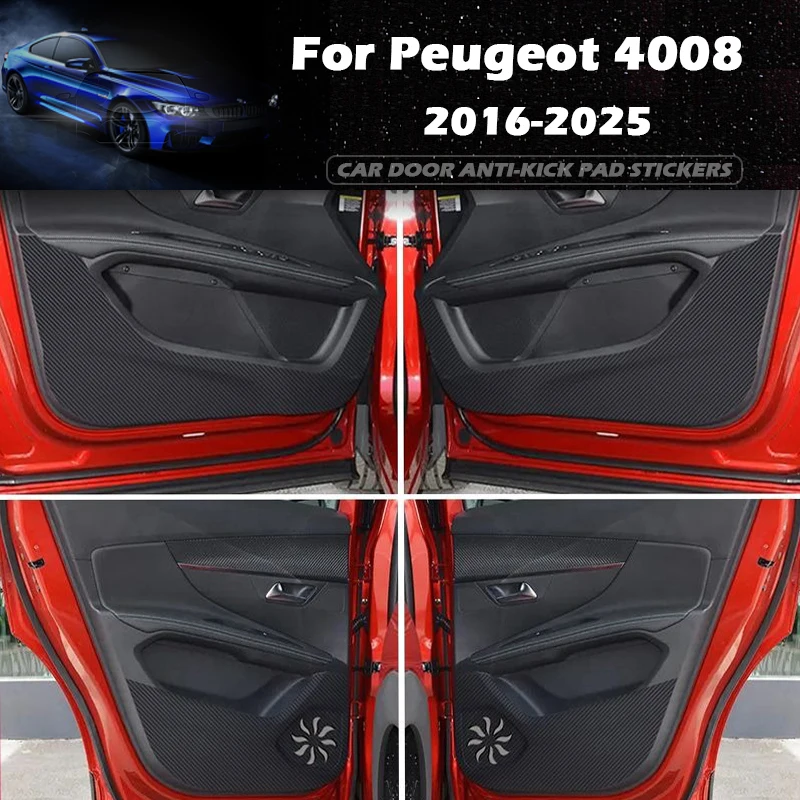 

5 шт. для Peugeot 4008 2016-2024 2025 дверь автомобиля противоударная накладка кожаная защитная пленка защитные наклейки карбоновая отделка аксессуары