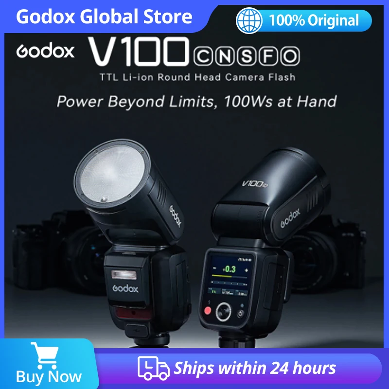 

New Godox V100 Round Head Camera Flash Wireless Transmission Speedlite Flash for Canon Nikon Sony Fuji Olympus