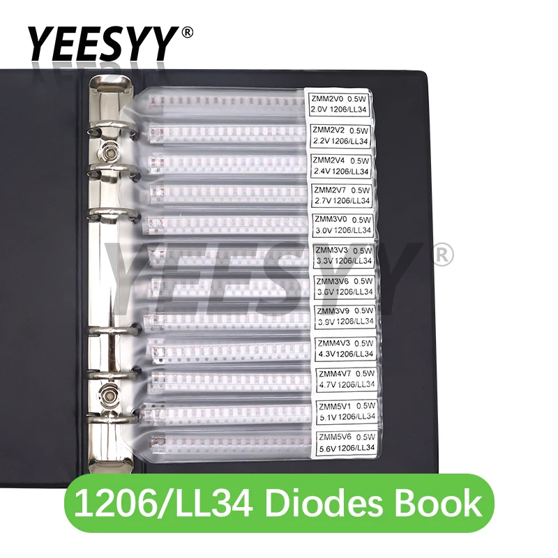 LL34 SMD Zener Diode Sample Book LL4148 1/2W 2V-47V 34Values Package 0.5W Series Commonly Used Assorted Kit