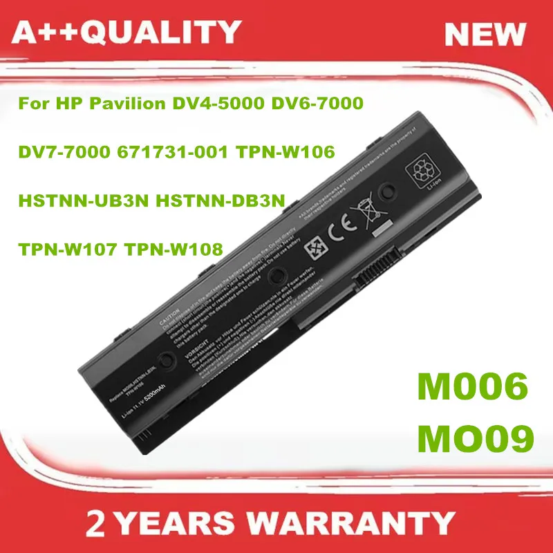 

M006 MO09 Laptop Battery For HP Pavilion DV4-5000 DV6-7000 DV7-7000 671731-001 TPN-W106 TPN-W107 TPN-W108 HSTNN-UB3N HSTNN-DB3N