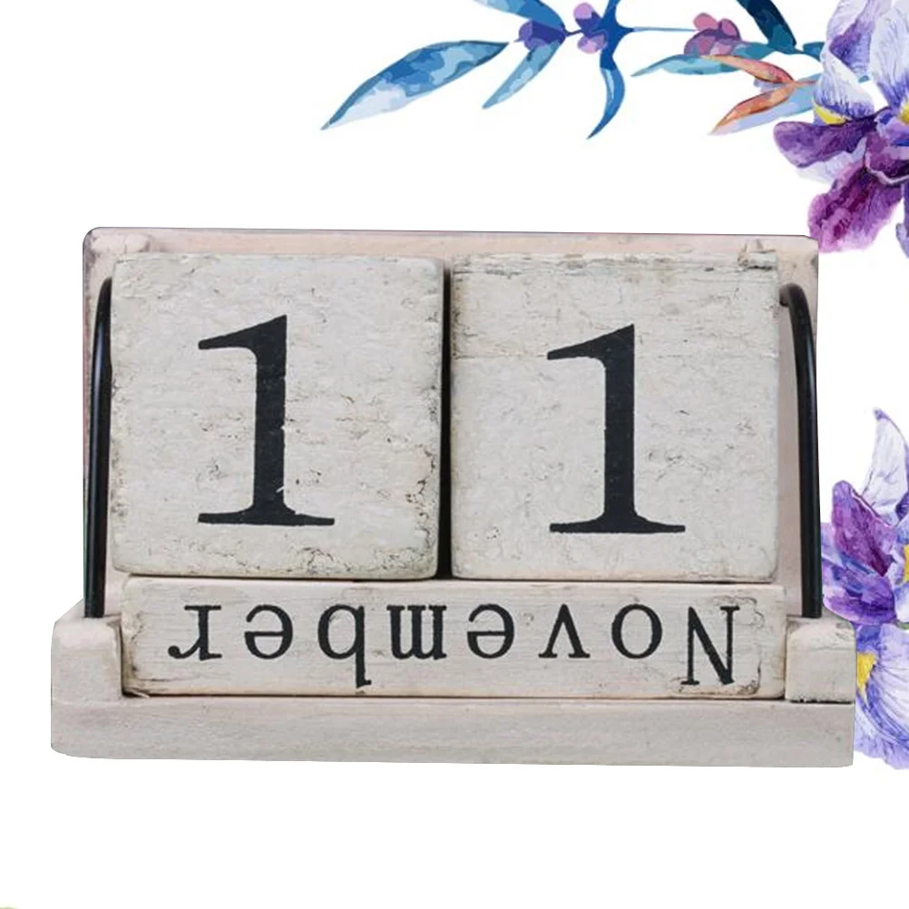 

Wooden Perpetual Calendar Rustic Desk Organizer Block For Office Home Decor Table Top Decoration Craft Gift Wooden Desk Calendar