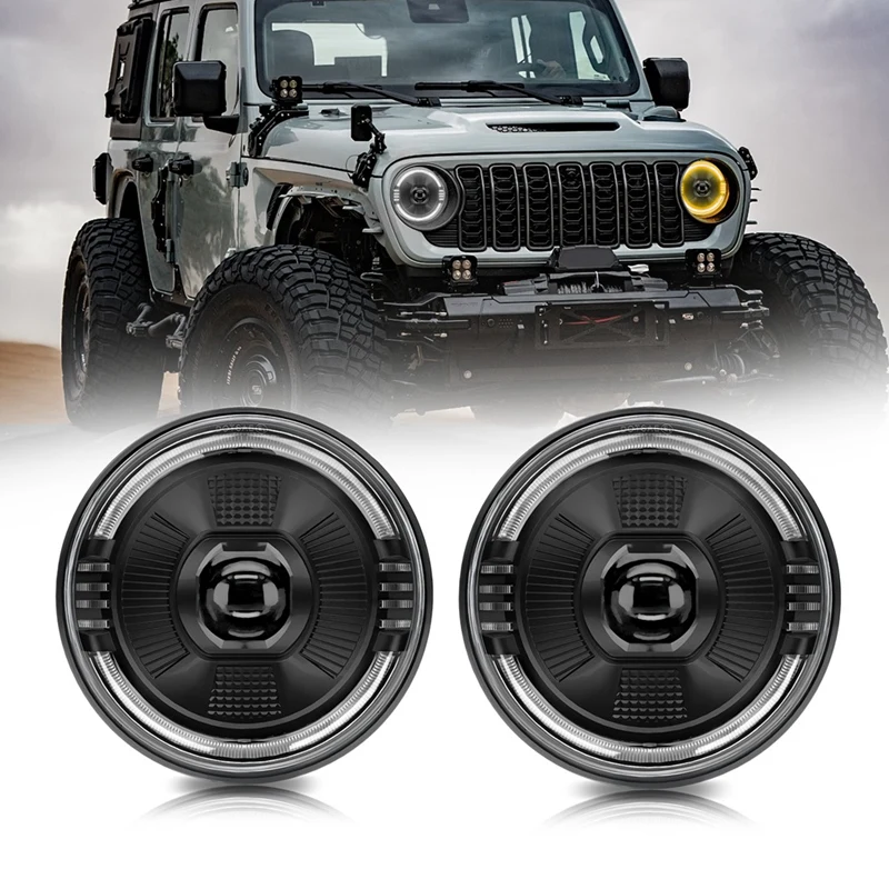 7 Inch LED Headlights, Round Projector Headlamps With High Low Beam DRL Turn Signal For Jeep Wrangler JK LJ CJ TJ