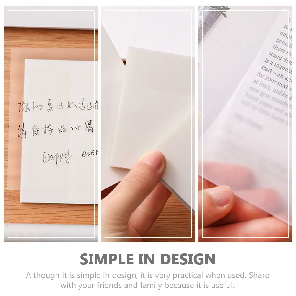 5Pcs Waterproof Note Stickers Transparent Sticky Memo Pads Student Stationery Safe Long Term Use Note Pads