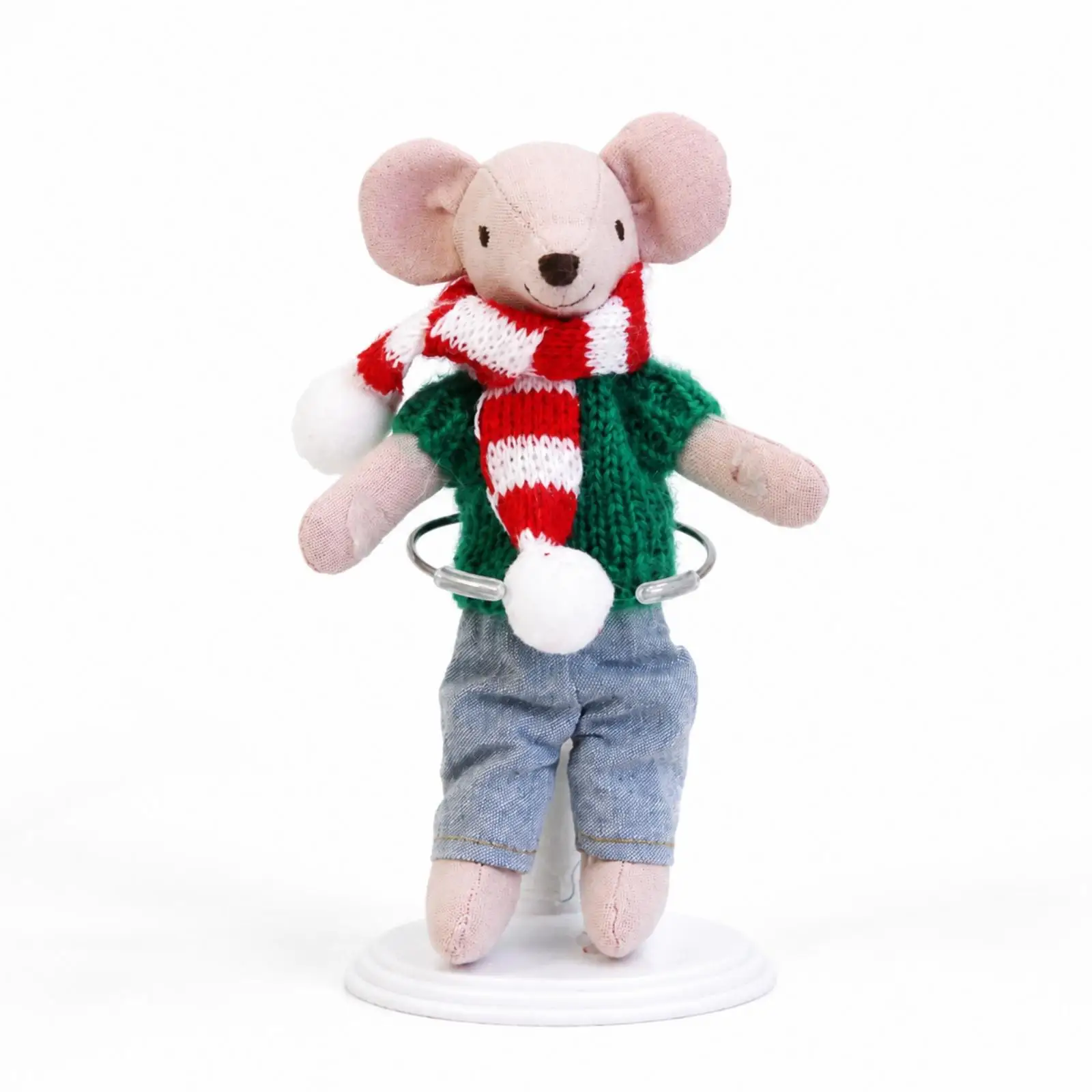 Children Play Doll Compact Mouse Statue Cozy Fabric Figurine Scarf Detail Stable Display for Holiday Shelf Decor