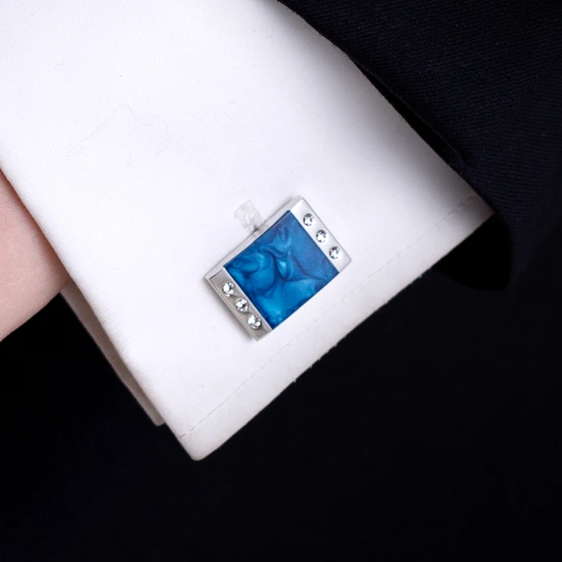 KFLK Jewelry French shirt cufflinks for mens Brand Blue Enamel Cuff link Male Luxury Wedding Button High Quality guests