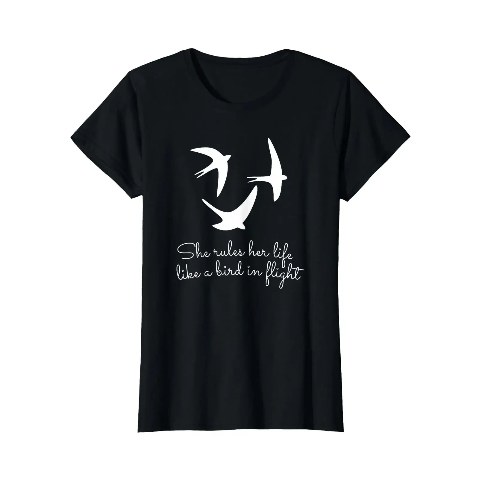 T Shirt with German Text Sie regiert ihr Leben wie ein Vogel im FFlug vintage Washed Soft designer clothes Slightly Breathable