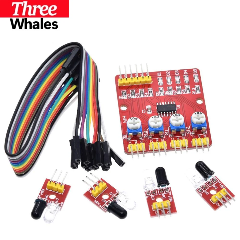 F233-01 4-Channel Infrared Tracking Module Car Robot Sensors with Obstacle Avoidance Transmission Line Four-Way Tracing