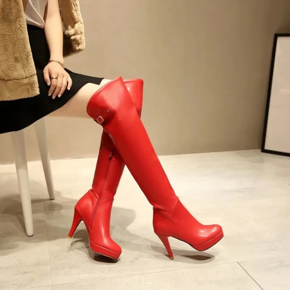Women\'s Sexy Casual High Heel Winter Boots  Rushed New Big Size 34-46 Autumn Shoes for Comfortable Walking 6-3