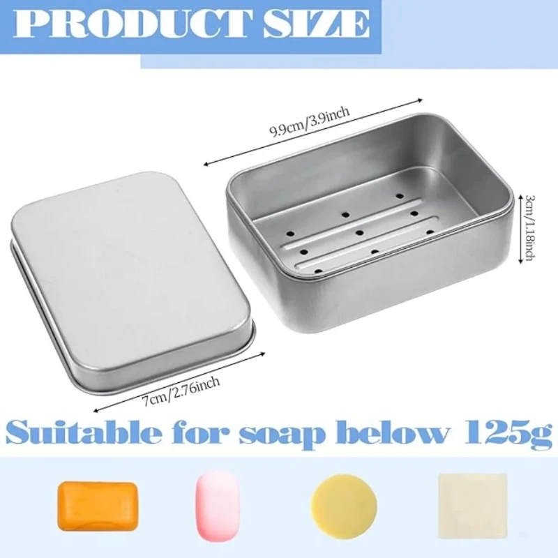 Picture 3: 1PC Portable Double-layer Aluminum Soap Dish with A Lid and Drainage Design Ideal for Travel Hotel Bathrooms and Outdoor Use