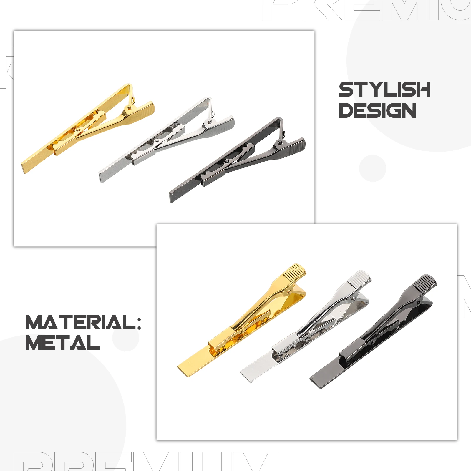 6 Pcs Tie Clip Durable Stylish Suit Shirt Tie Tack Pins Scarf Clasp Formal Wear Business Occasions Dress Accessories