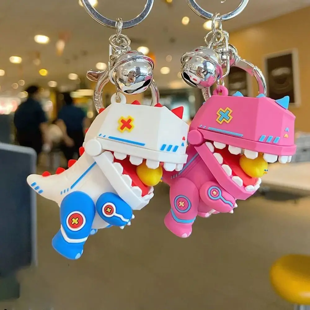 Eat Chicken Mechanical Dinosaur Keychain Colored Rope Mecha Mechanical Dinosaur Keyring PVC Fashion Dinosaur Figure Keychain