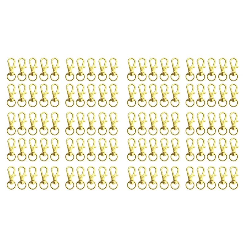 

NEW-100 Pcs Swivel Clasps Lanyard Snap Hook,Metal Swivel Lanyard Snap Hook Lobster Claw Clasp Gold