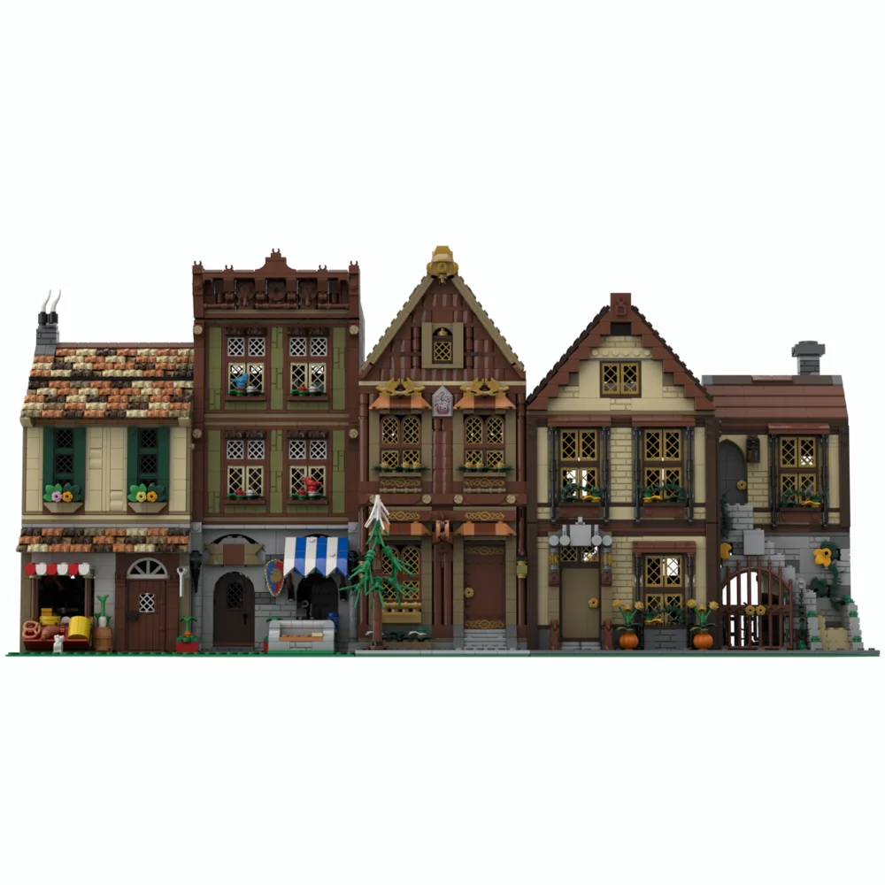 MOC arquitetura medieval blocos de construção, viking loja montagem brinquedo presente, modelo criativo, conjunto de ano novo infantil, 1943pcs