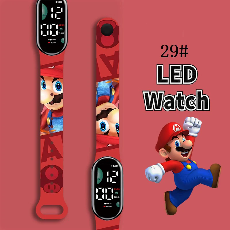 

Super Mario Bros Children's Watches Anime Character Luigi Luminous Bracelet Watch LED Touch Waterproof Kids Digital Watch Gifts