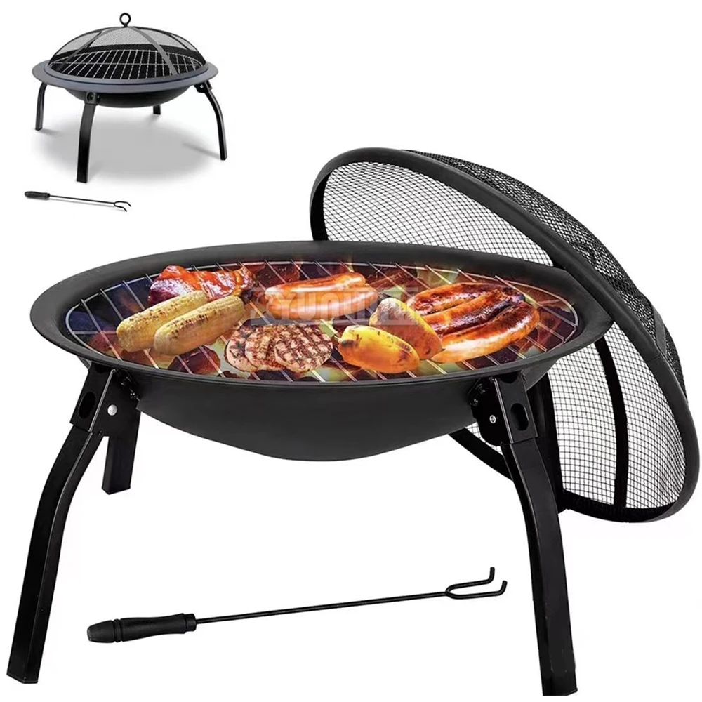 55cm Outdoor Round Brazier Foldable Barbecue Grill, Tea Heating Stove, Firewood Stove, Barbecue Stove, Carbon Bonfire Brazier