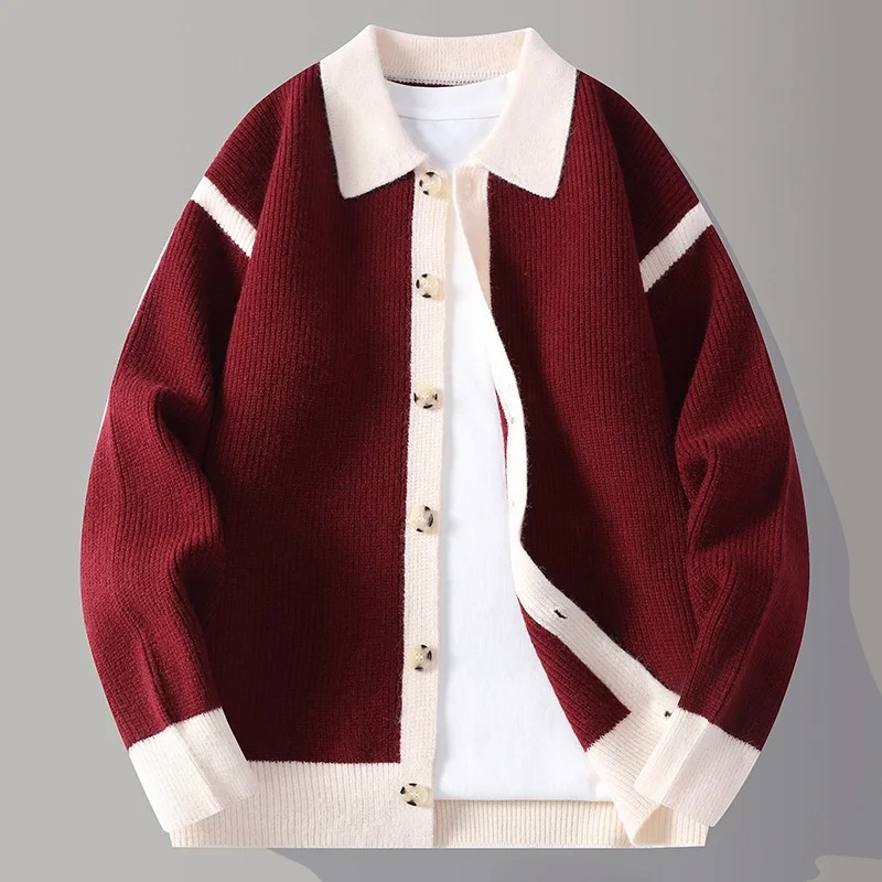 

Loose Knitted Cardigan Jaet for Men Autumn Winter New Sle Lazy Sle Woolen Clothes M Collar Jaet Button Closure Casual