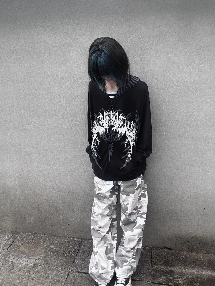 Subkultur Y2k Japanischen Mit Kapuze Sweatshirt Frauen Dünne Frühling Herbst Retro Lose Zipper Jacke Top 2000er Jahre Korea Casual Hoodies neue