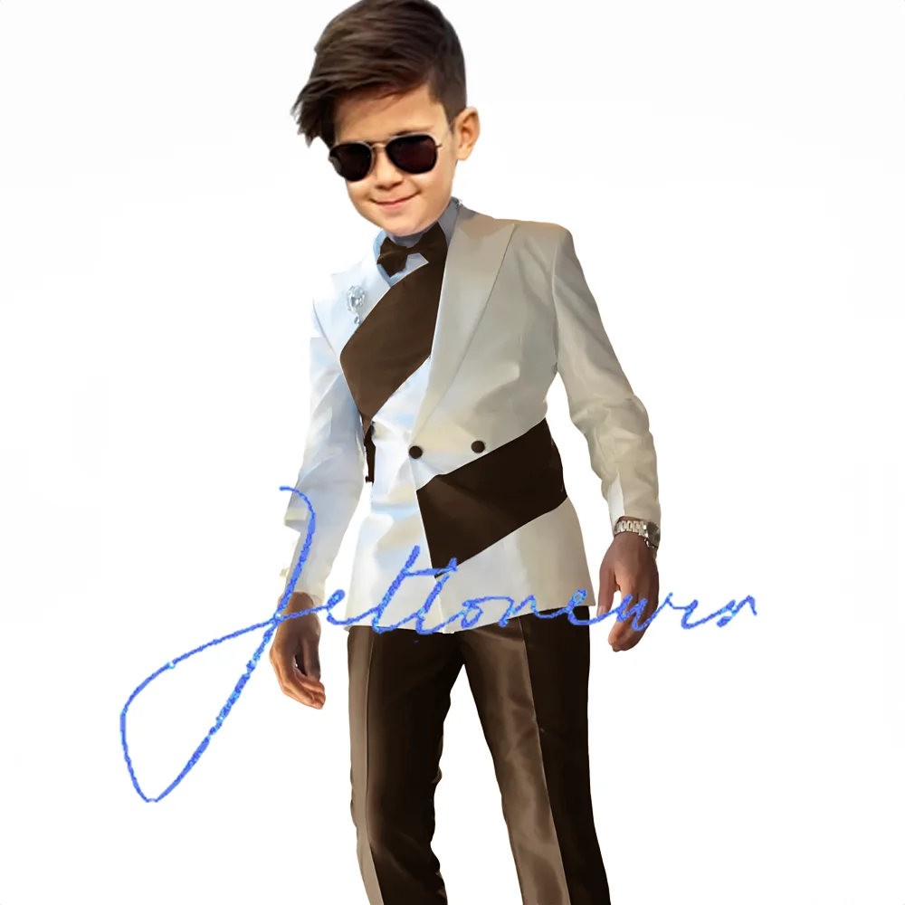 Wedding Boy Suit 2 Piece Set Double Breasted Blazer Tuxedo for KIds Party Clothes Custom Size 2-18 Years Old Boy Suit