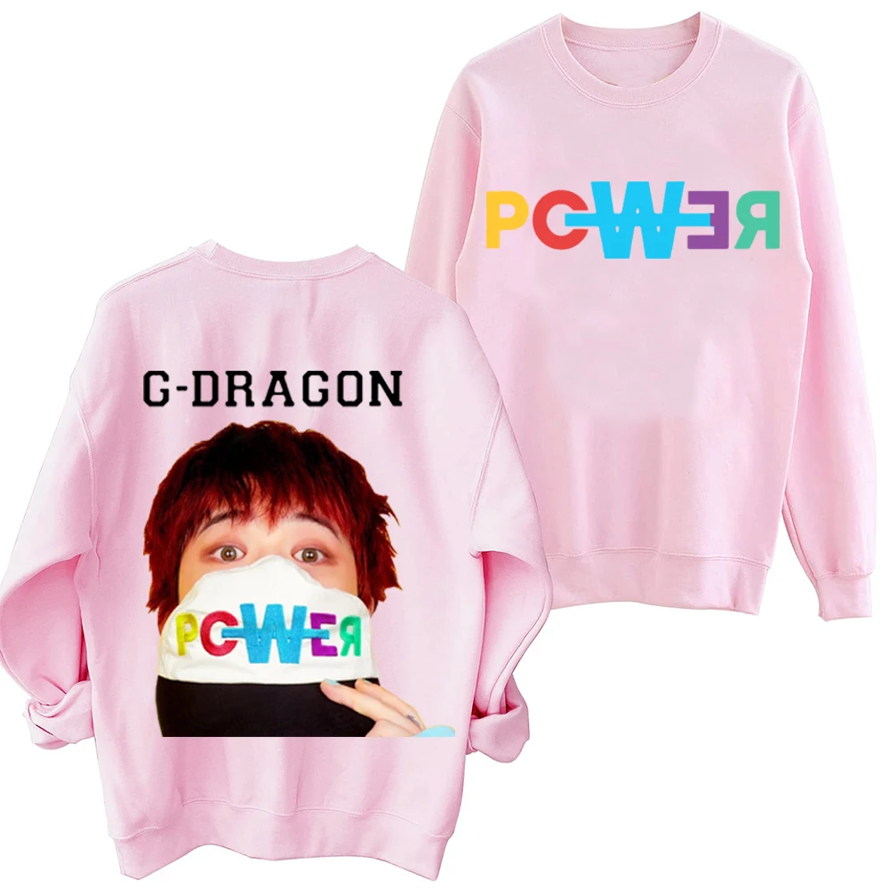 G Dragon POWER Sweatshirt Harajuku Round Neck Long Sleeve Oversized Popular Music Hoodie Fans Gift