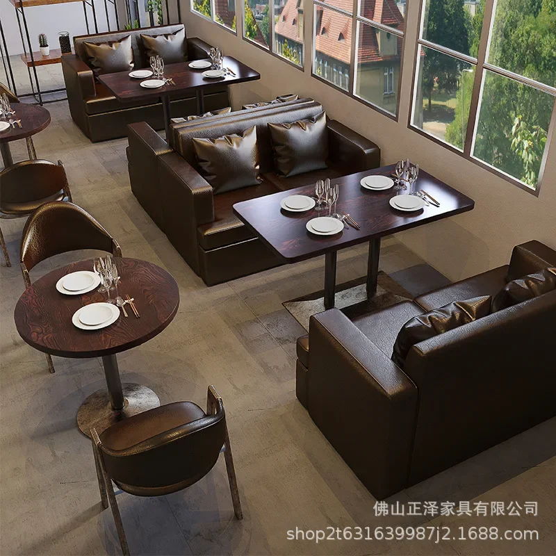 

Milk tea shop tables and chairs casual retro industrial style bar clear bar western restaurant cafe sofa card seat table and cha